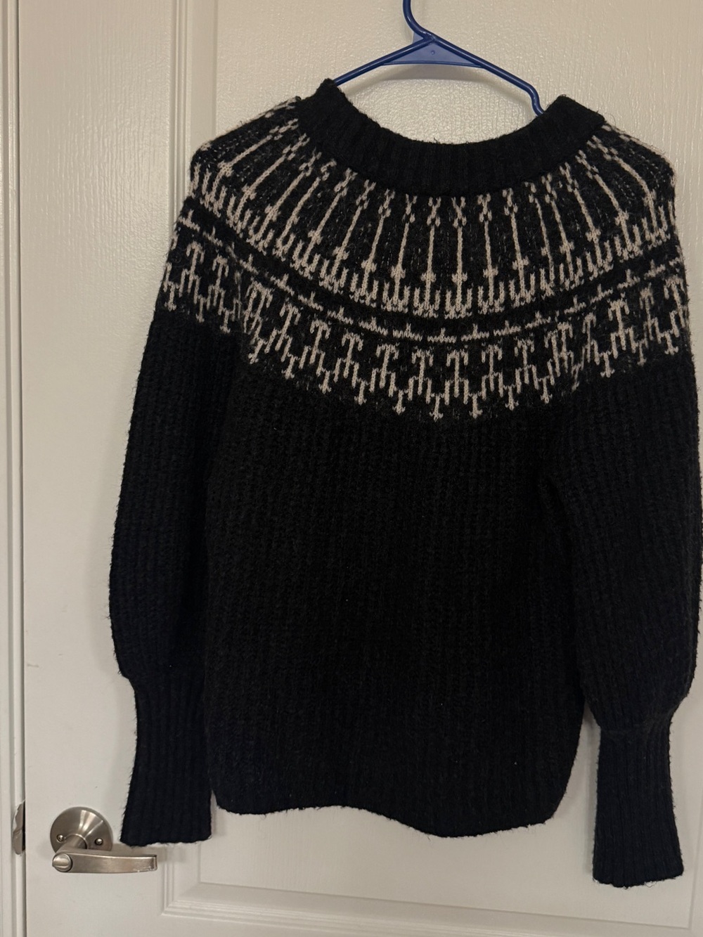 Universal Thread Black Sweater with Cream Nordic Yoke